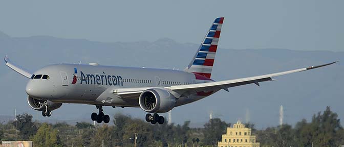American Airlines' second Boeing 787-823 N801AC, Phoenix Sky Harbor, March 10, 2015